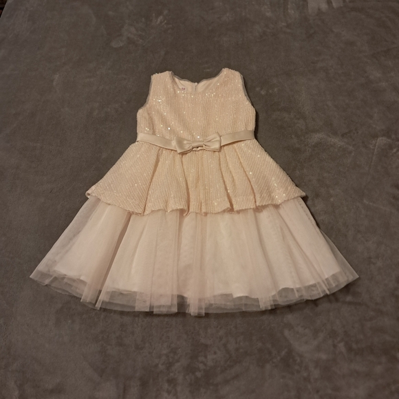 Bonnie Jean Blush Sequin Peplum Dress Size Girl 3T Wedding Guess Party. - Picture 1 of 7